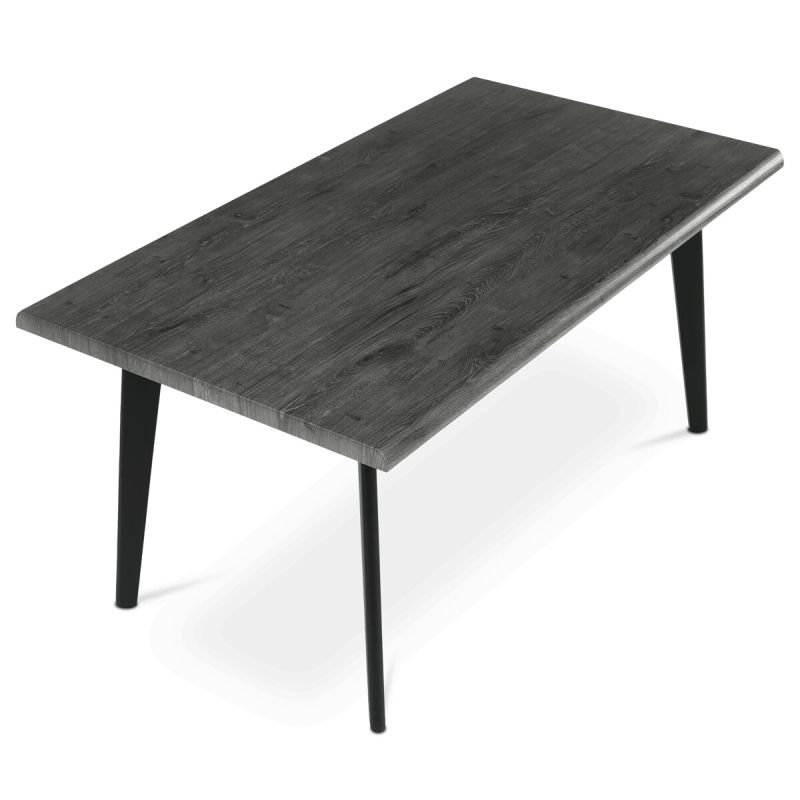 Stôl jedálenský 160x90, MDF doska dekor sivý dub, nohy čierne