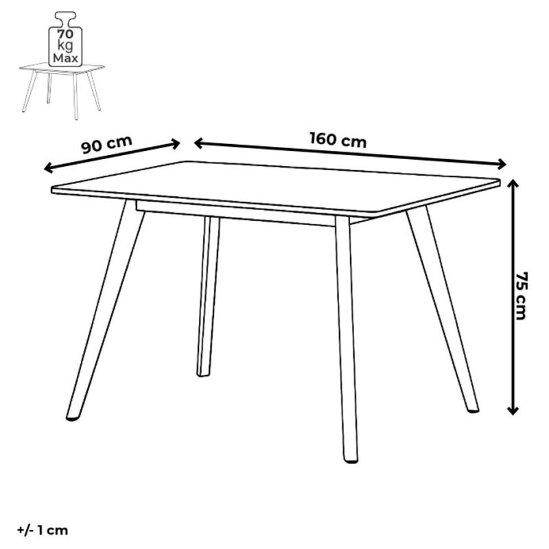 Stôl jedálenský 160x90, MDF doska dekor sivý dub, nohy čierne