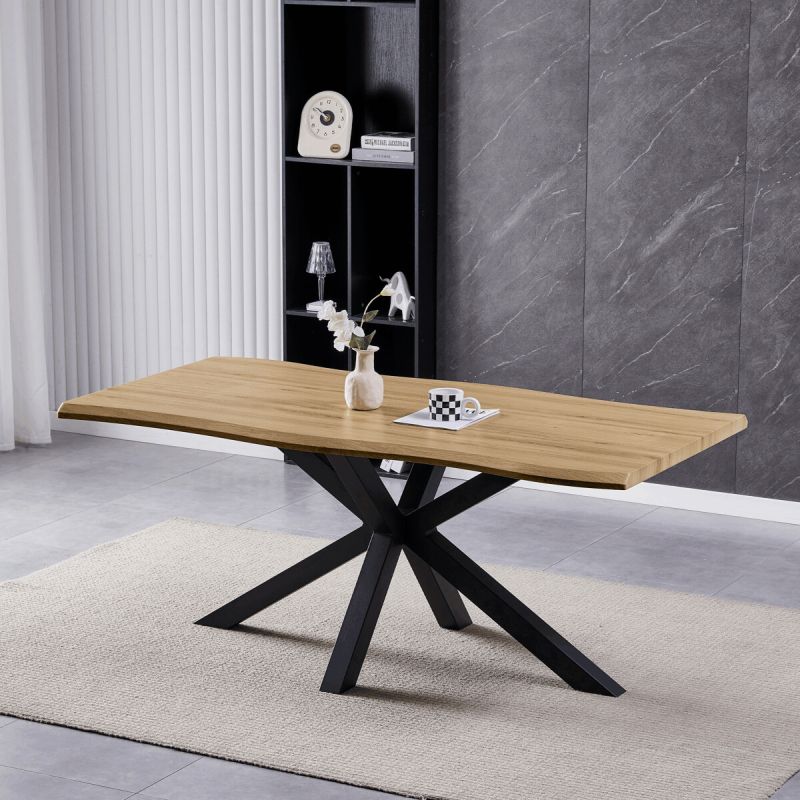Stôl jedálenský 180x90, MDF doska dekor divoký dub, noha v tvare hviezdy
