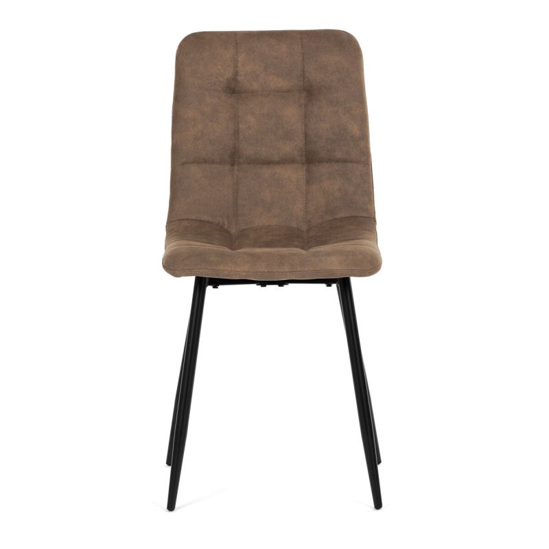 Jedálenská minimalistická stolička v industriálnom štýle, béžová vintage látka