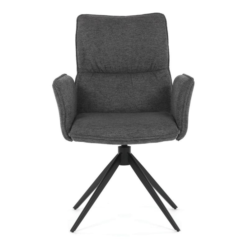 Elegantná jedálenská stolička sivá látka, 360 ° vratný mechanizmus