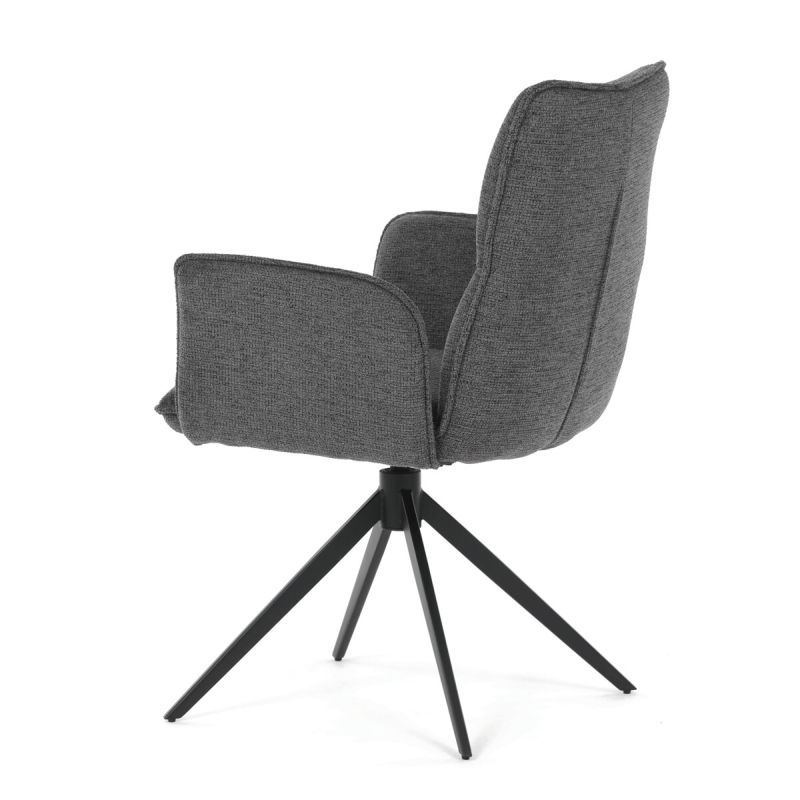 Elegantná jedálenská stolička sivá látka, 360 ° vratný mechanizmus