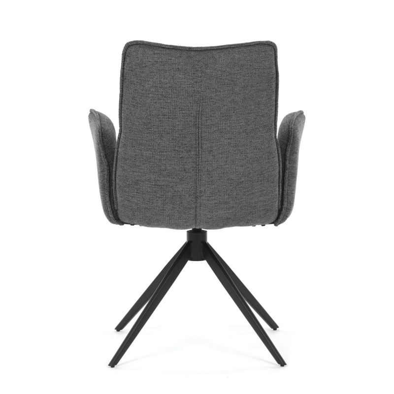 Elegantná jedálenská stolička sivá látka, 360 ° vratný mechanizmus