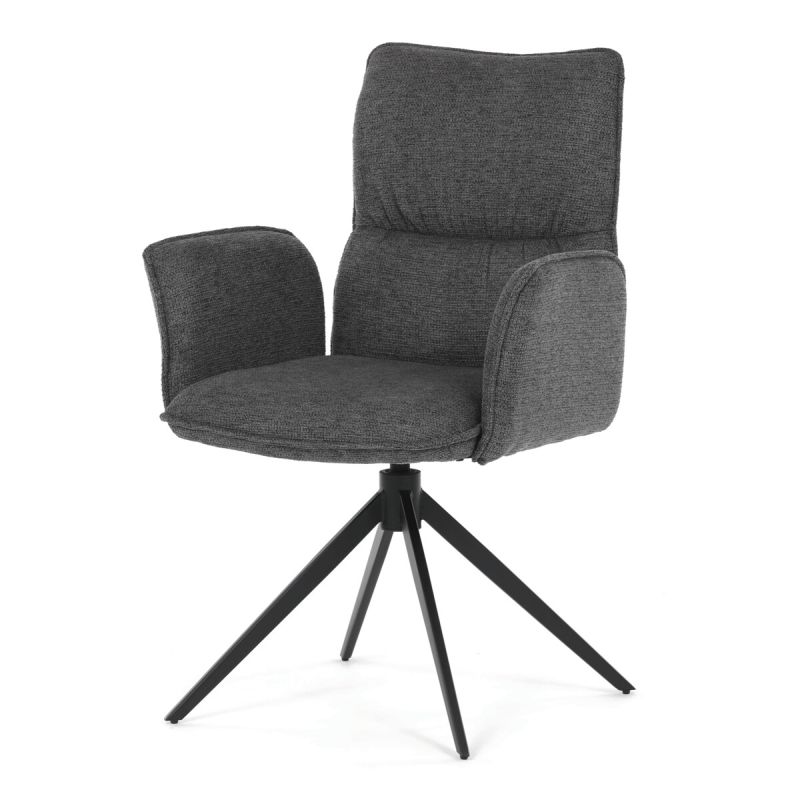 Elegantná jedálenská stolička sivá látka, 360 ° vratný mechanizmus