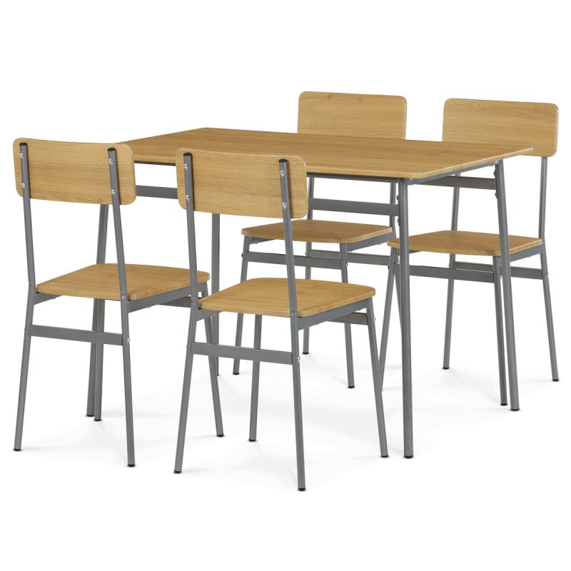 Jedálenský set 1+4, MDF dekor divoký dub, kovová podnož