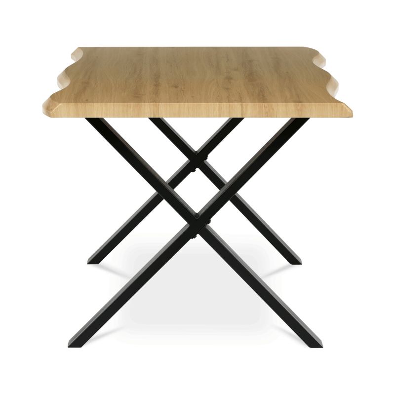 Jedálenský stôl 160x90, MDF divoký dub, nohy kov čierny v tvare X