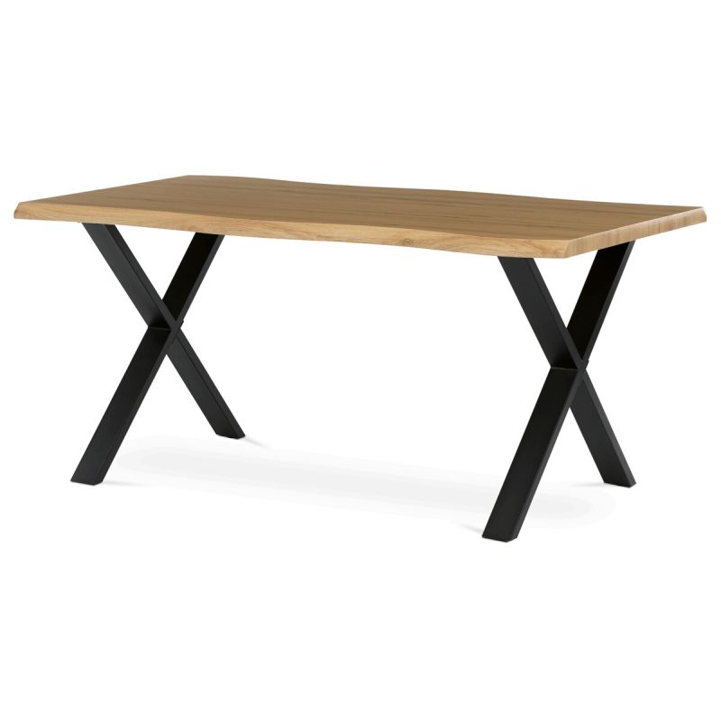 Jedálenský stôl 160x90, MDF divoký dub, nohy kov čierny v tvare X