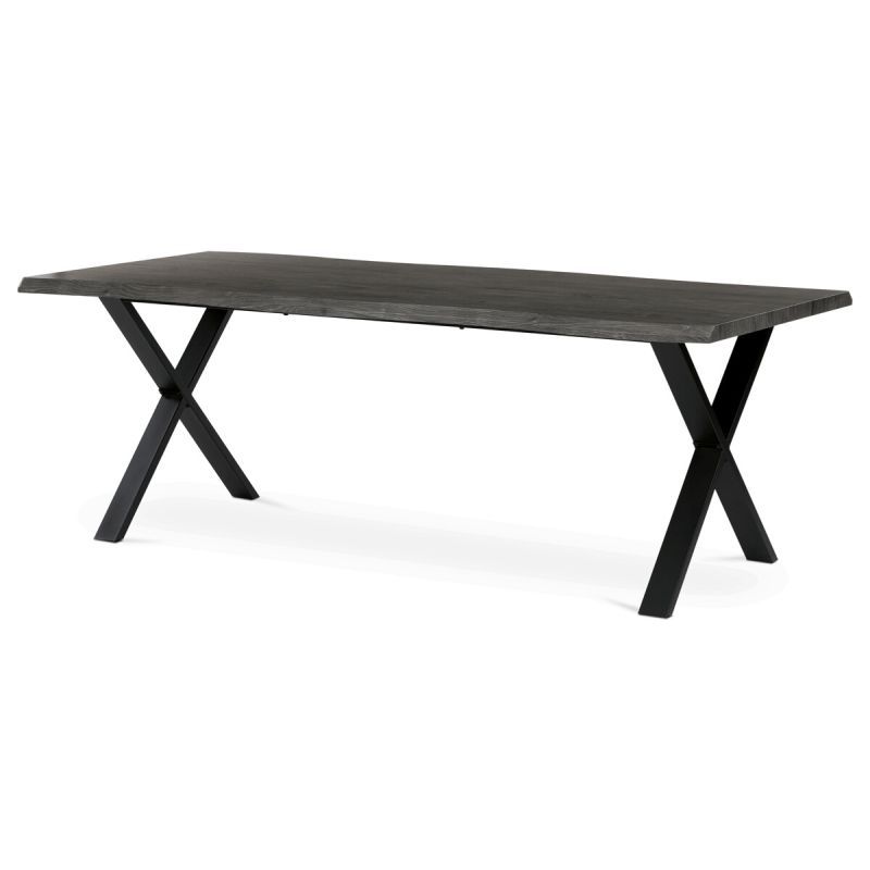 Jedálenský stôl 210x100, MDF sivý dub, nohy kov čierny v tvare X