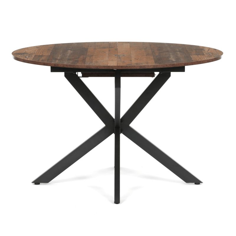 Rozkladací jedálenský stôl, old wood, 120–160cm, s čiernou kovovou podnožou