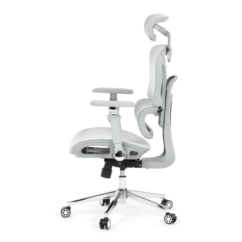 Ergonomická kancelárska stolička, sivá, so sieťovaným operadlom