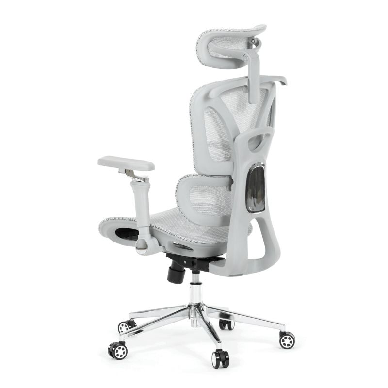 Ergonomická kancelárska stolička, sivá, so sieťovaným operadlom