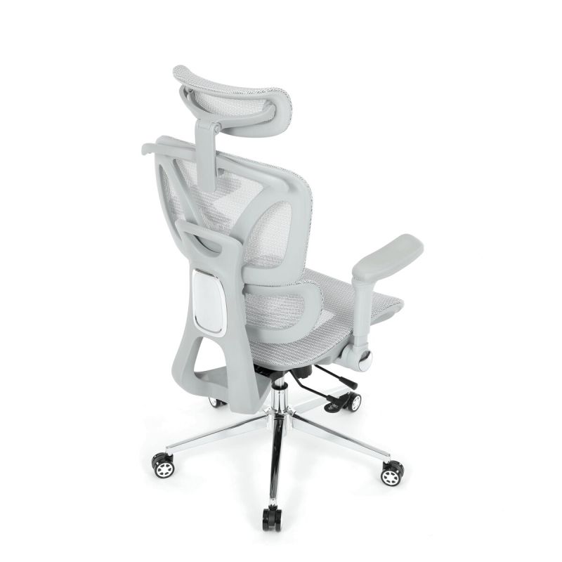 Ergonomická kancelárska stolička, sivá, so sieťovaným operadlom