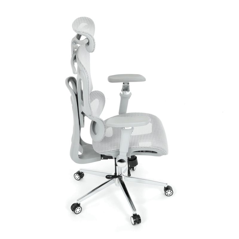 Ergonomická kancelárska stolička, sivá, so sieťovaným operadlom
