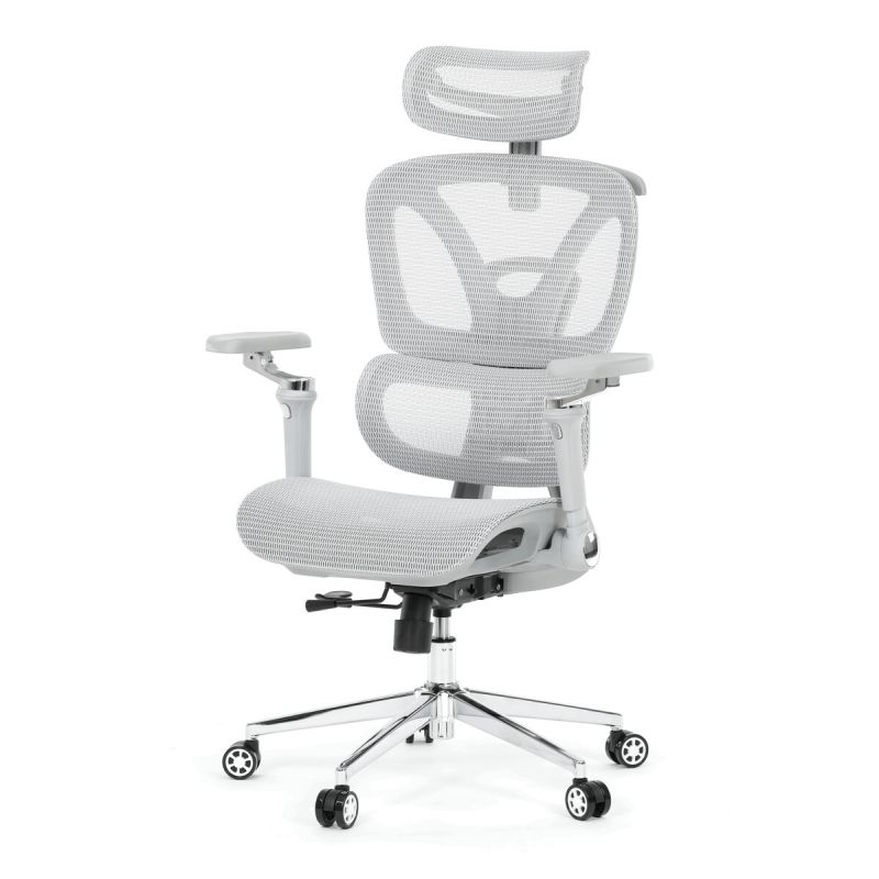 Ergonomická kancelárska stolička, sivá, so sieťovaným operadlom