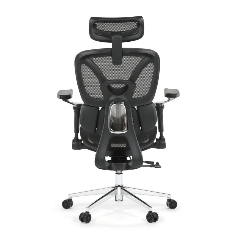Ergonomická kancelárska stolička, čierna, sieťované operadlo a 5D podrúčky