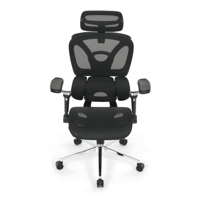 Ergonomická kancelárska stolička, čierna, sieťované operadlo a 5D podrúčky