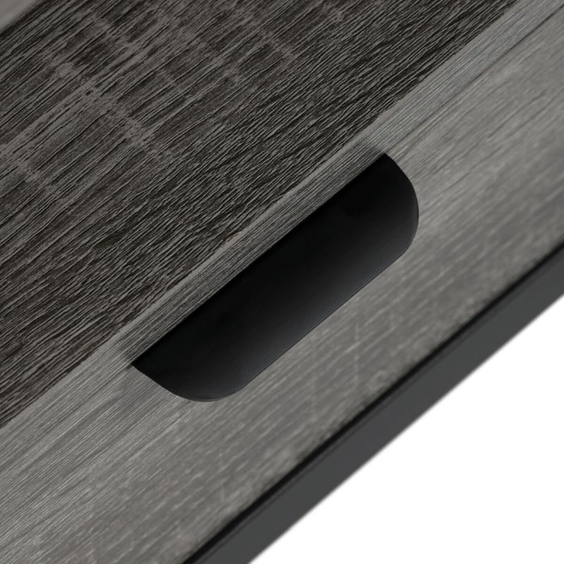 Konferenčný stolík, 100x50cm, MDF sivý dub, nohy čierny kov
