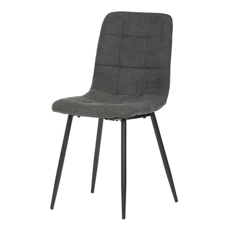 Jedálenská minimalistická stolička v industriálnom štýle, šedá látka