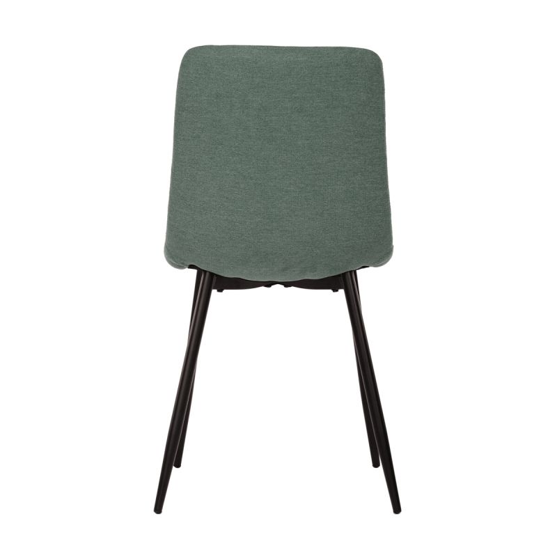 Jedálenská minimalistická stolička v industriálnom štýle, zelená látka