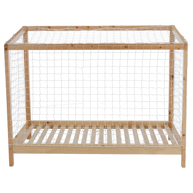 Montessori posteľ v tvare futbalovej brány 90x200, prírodná-biela-modrá-červená