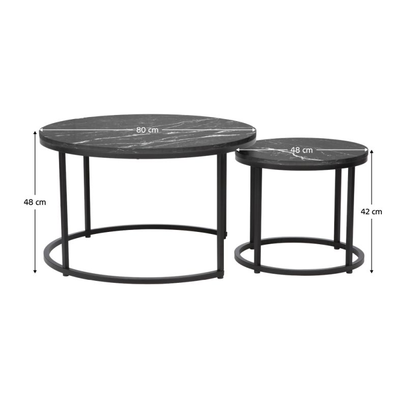 Minimalistický set 2 konferenčných stolíkov, tmavosivá-čierna