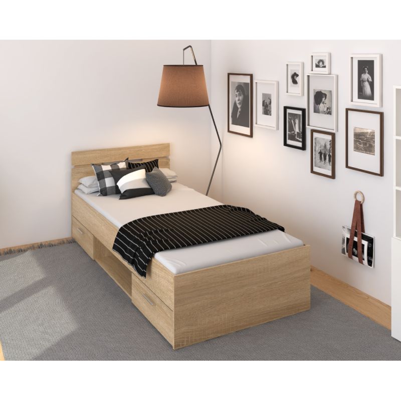 Elegantná posteľ s nádychom šarmu 90, dub sonoma