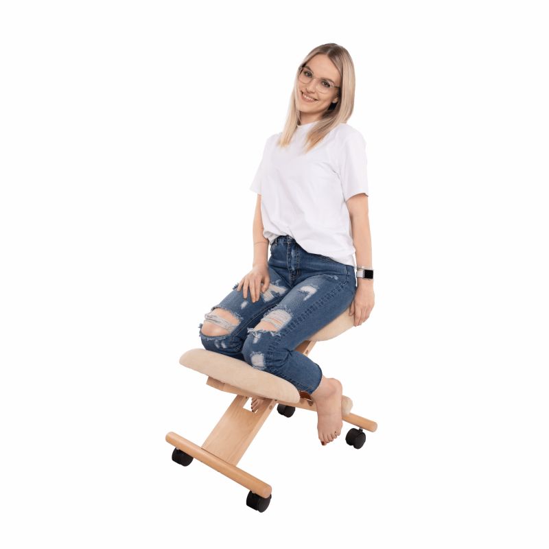 Moderná a ergonomická kľakačka, krémová-buk