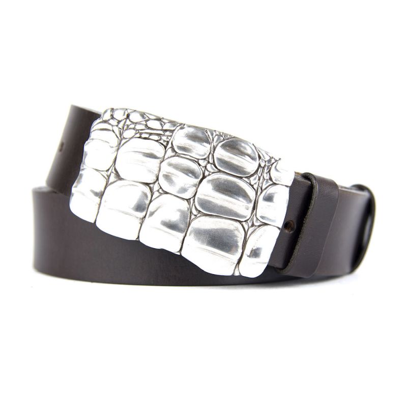 Kožený opasok ARMOR, šírka 4cm - Tmavo hnedá