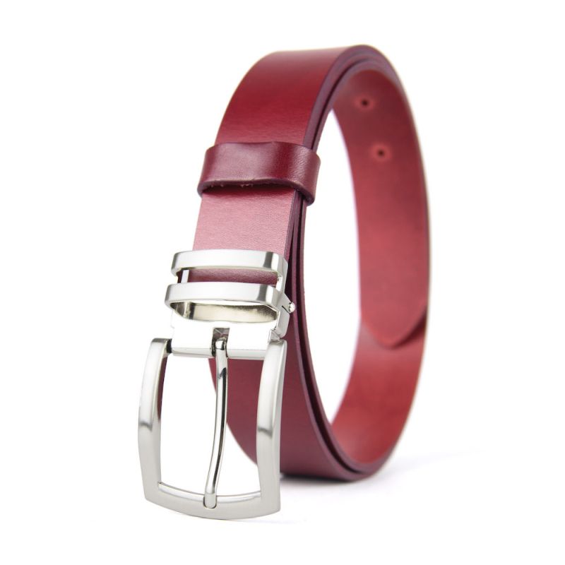 Kožený opasok DUAL, šírka 3.3cm - Bordová