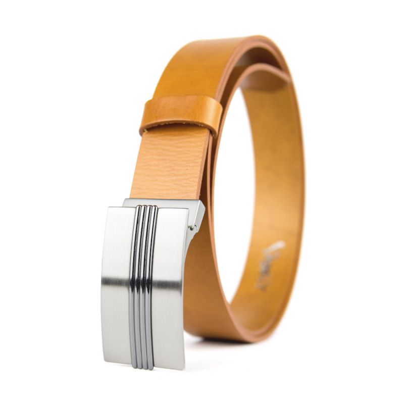 Kožený opasok BOX, šírka 3.3cm - Koňaková