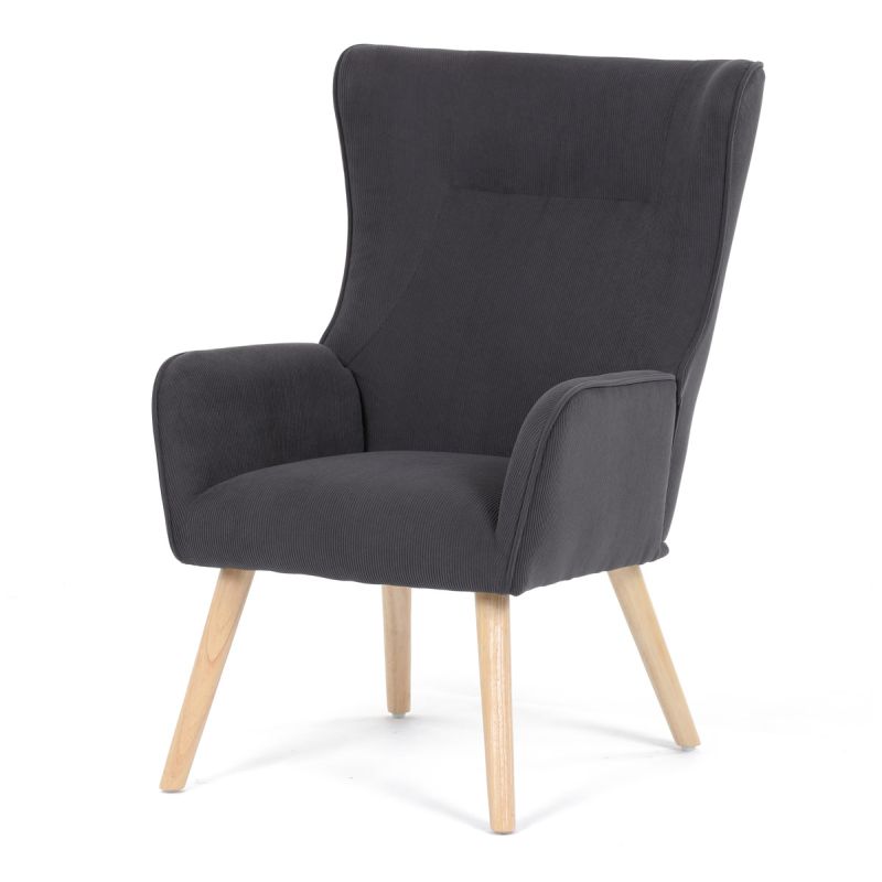 Moderné elegantné kreslo, poťah sivá menčestrová látka