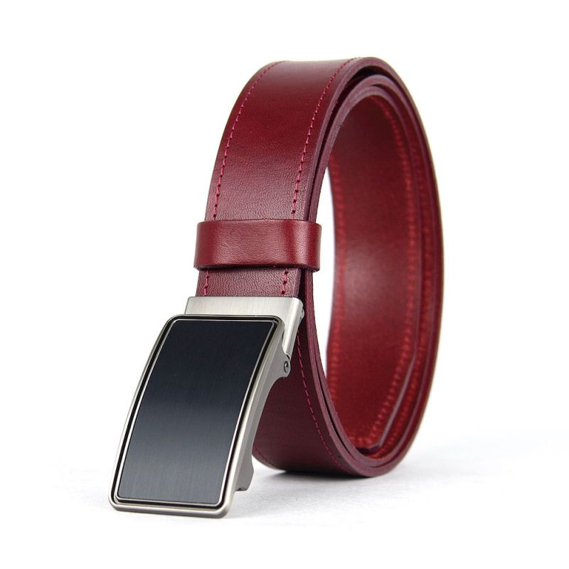 Luxusný kožený opasok s brzdou, šírka 3.5cm – GENTEEL, bordová