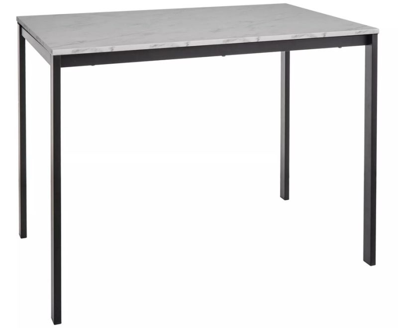 Jedálenský stôl 100x60, čierny mat-biely efekt mramoru