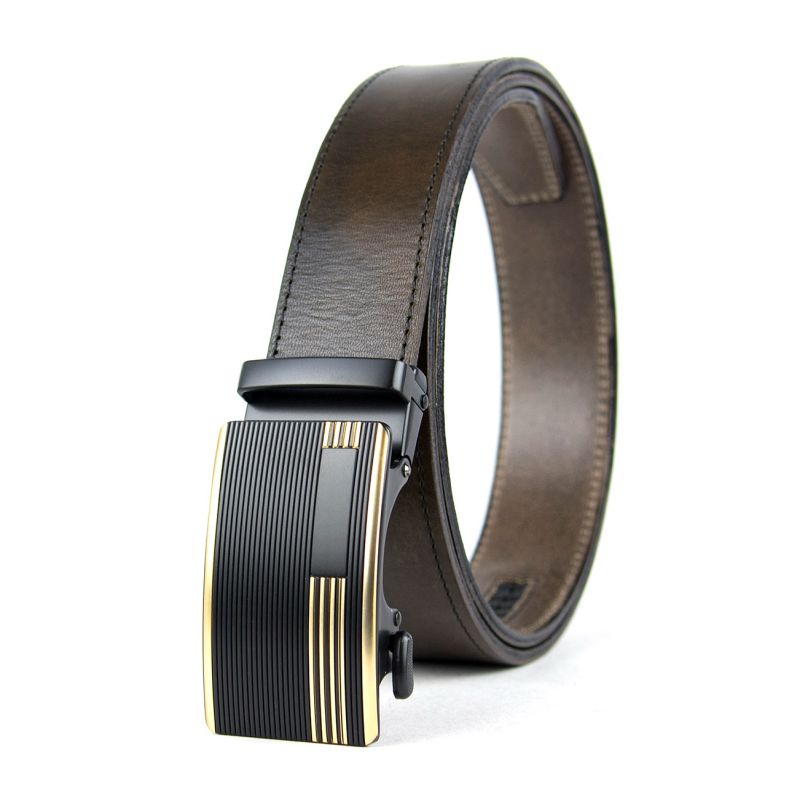 Opasok z pravej kože s automatickou prackou CLEAN LINE - Olivová