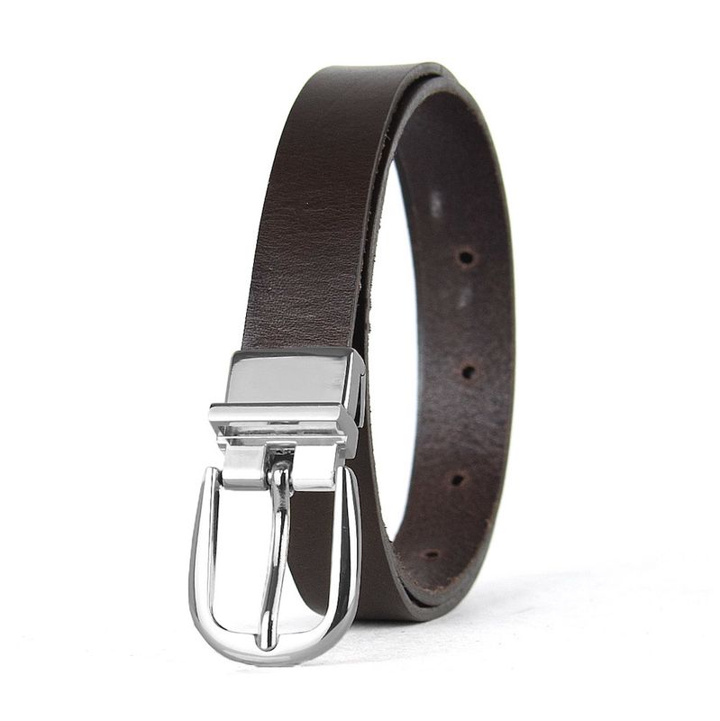 Dámsky kožený opasok NOBLEHIDE SILVER, šírka 2.5cm, Tmavo hnedý