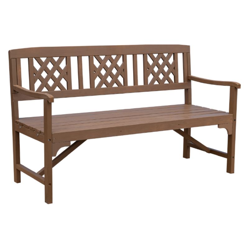 Drevená záhradná lavička z masívu, hnedá, 148cm