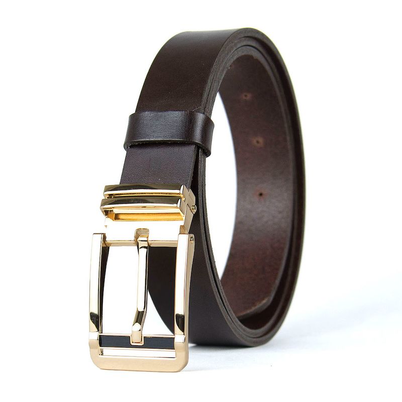 Kožený opasok IRON VEIL, šírka 3,3 cm, Tmavo hnedý
