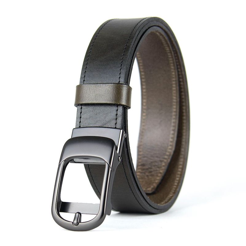 Kožený opasok PEARL FLOW 3,5 cm, brzdová pracka bez dierok, Olivový