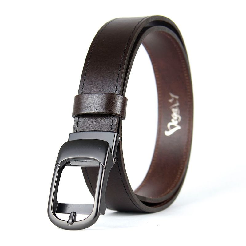 Kožený opasok PEARL FLOW 3,5 cm, brzdová pracka bez dierok, Tmavo hnedý