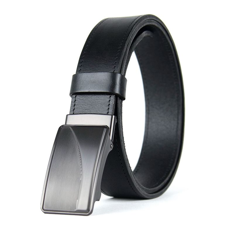 Opasok z pravej kože s brzdovou prackou TITAN CURVE, 3,5 cm, Čierny