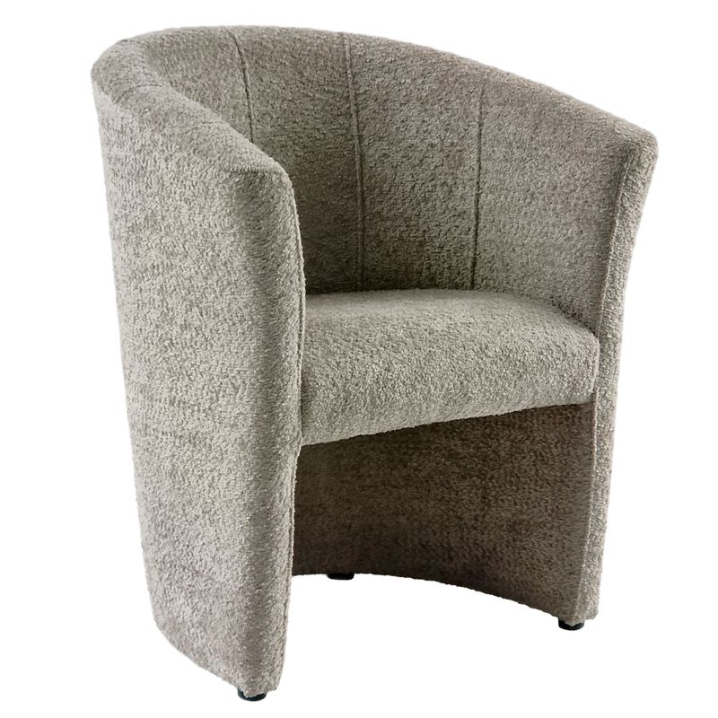 Moderné klubové kreslo, sivobéžové Taupe v látke Coral Boucle
