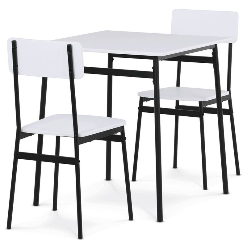 Jedálenský set 1+2, MDF biely, kovová podnož čierny matný lak