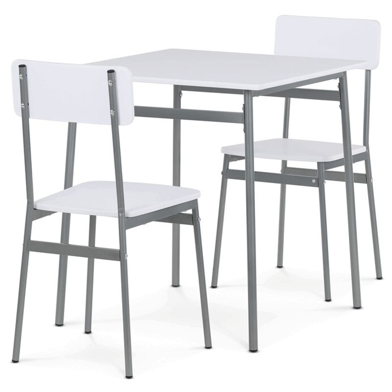 Jedálenský set 1+2, MDF biela so sivou kovovou podnožou