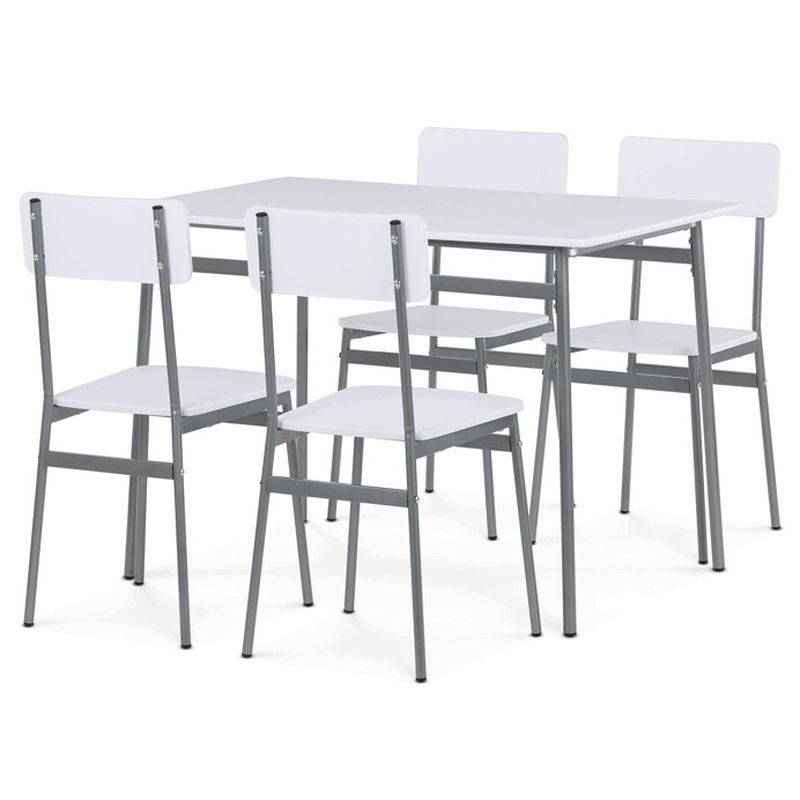 Jedálenský set 1+4, MDF dekor biely, kovová podnož
