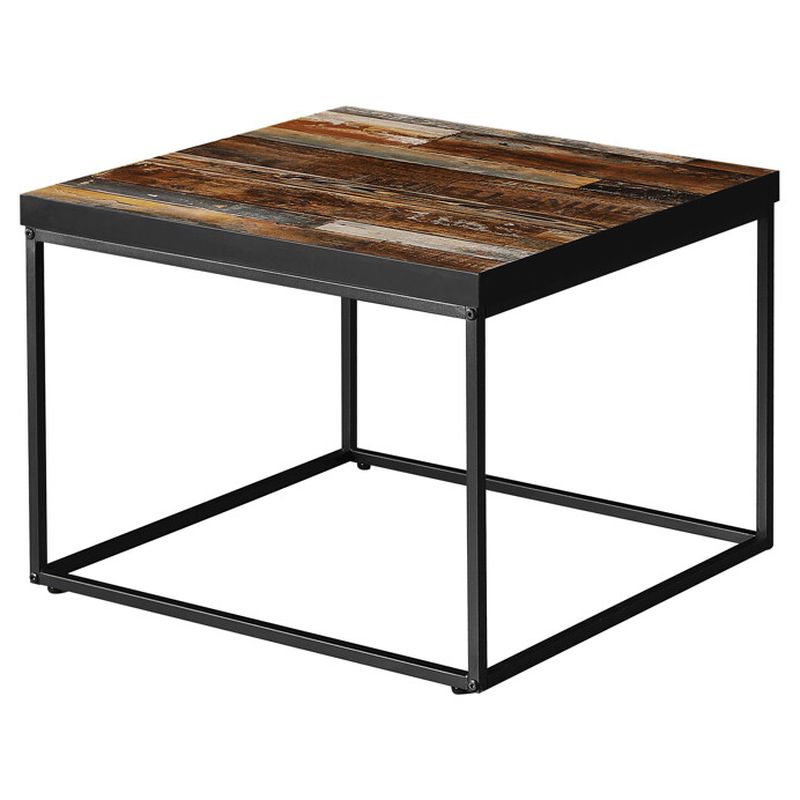 Konferenčný stolík 60x60cm, MDF old wood, čierna podnož