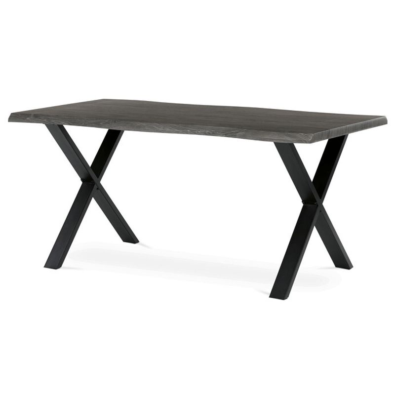 Jedálenský stôl 160x90, MDF sivý dub, nohy kov čierny v tvare X