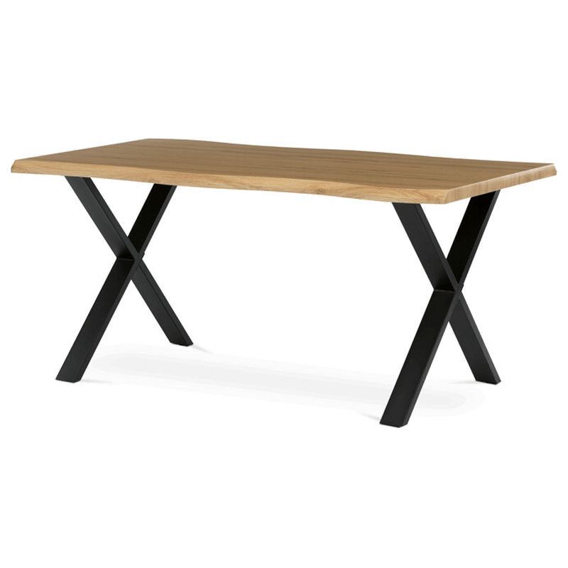Jedálenský stôl 160x90, MDF divoký dub, nohy kov čierny v tvare X