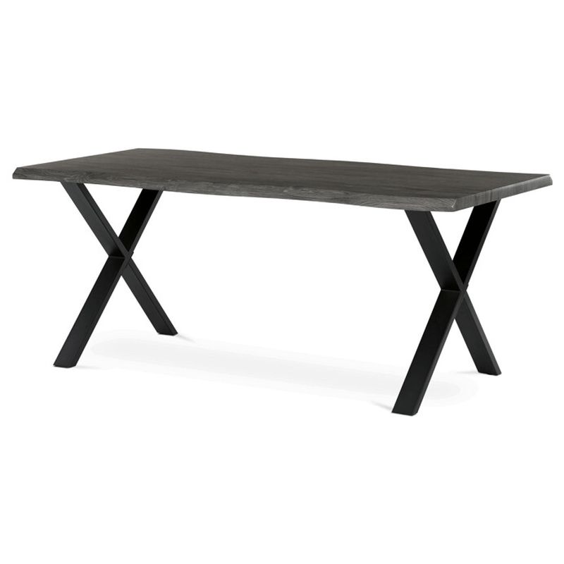 Jedálenský stôl 180x90, MDF sivý dub, nohy kov čierny v tvare X