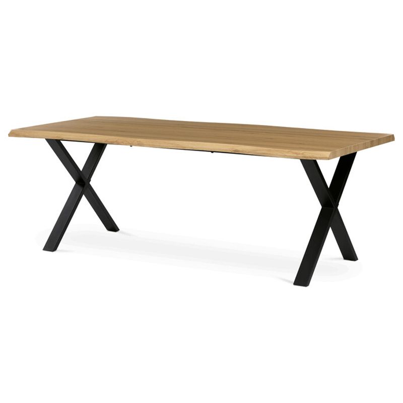 Jedálenský stôl 210x100, MDF divoký dub, nohy kov čierny v tvare X