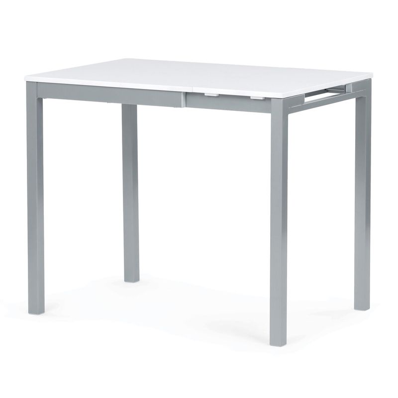 Rozkladací jedálenský stôl, biely, 60–90 cm, s kovovými nohami